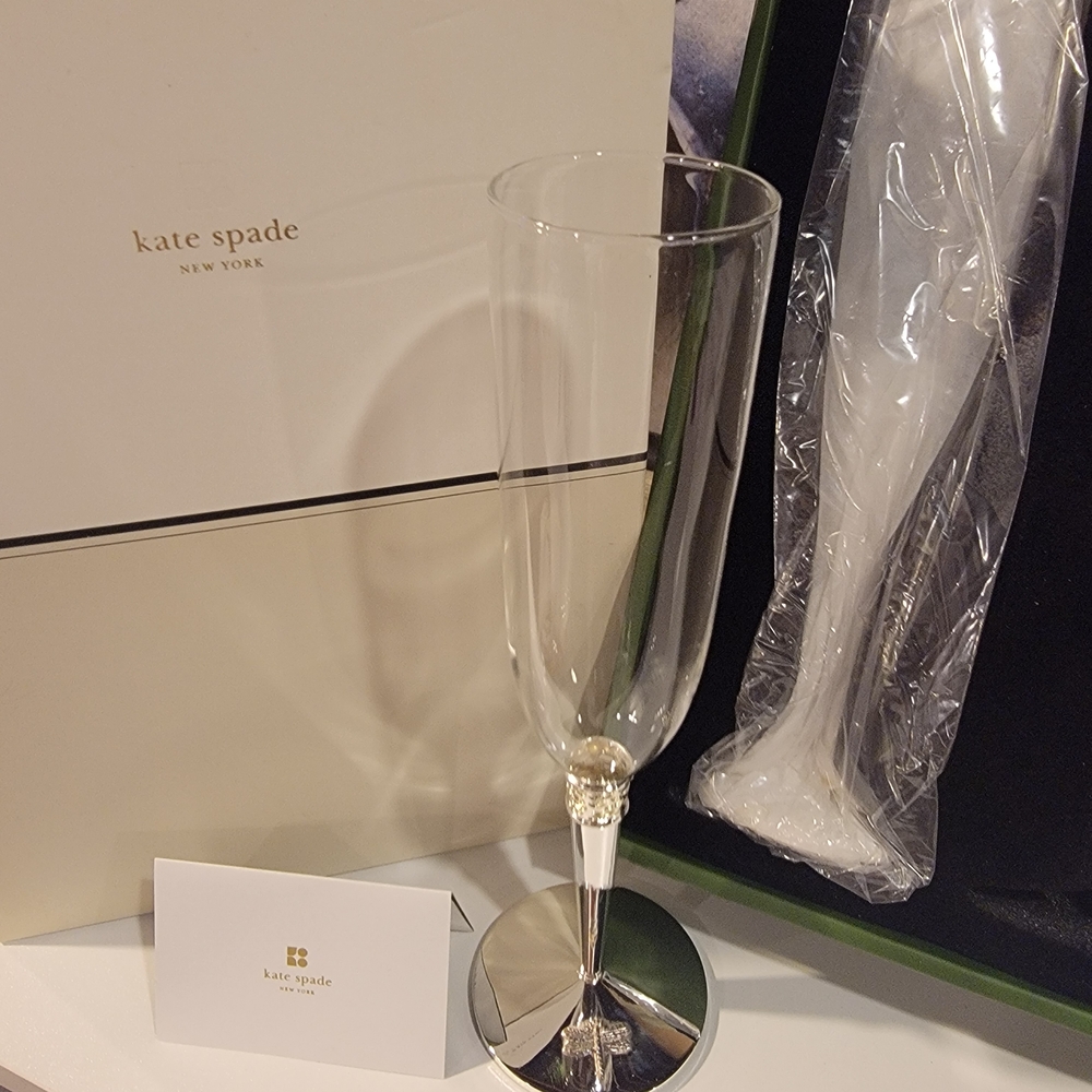 Kate Spade June Silverplate Champagne Flute Set. Bnib